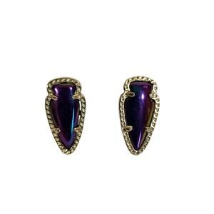 Kendra Scott Skylette Black Arrowhead Earrings in Gold